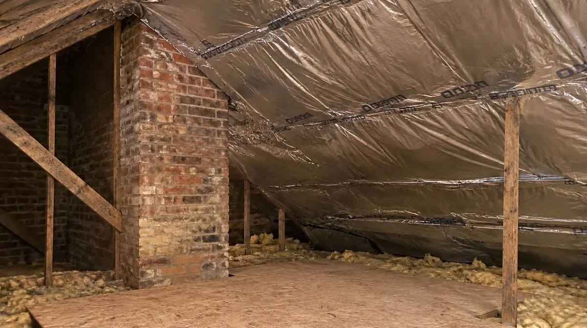 SuperFOIL multifoil insulation fixed to the rafters of a loft
